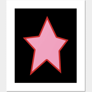 Pink Star Red Out Line Graphic Posters and Art